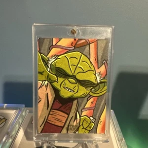 Star Wars Topps Galaxy Yoda Sketch By Eric Medina - Picture 1 of 2