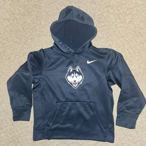 Boy's S UConn Huskies Nike Dri-Fit Blue Long Sleeve Polyester Hoodie Sweatshirt - Picture 1 of 4