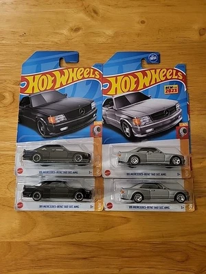Hot Wheels '89 Mercedes-Benz 560 SEC AMG Turbo 4/5  Lot Of 4 Silver & Black - Image 1 of 4