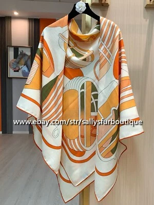 2025 Sallys 70% Cashmere & 30% Silk Wrap Scarf Boats Print Double Face Shawl 53" - Image 1 of 4