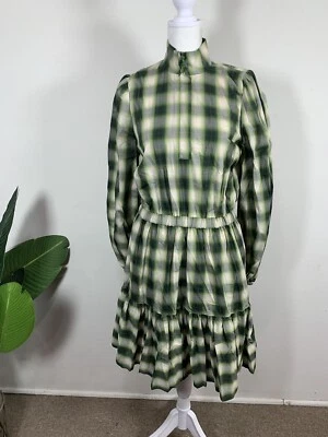 Pearl By Lela Rose Olive Multi Plaid Poplin Shirt Dress, Sizs XS,$435 - Image 1 of 4