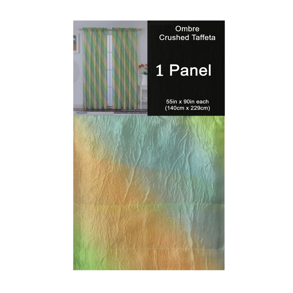 Дробленая тафта оконная занавеска панель: 55 «W x 90» L, диагональный омбр дизайн, зеленый - Изображение 1 из 1