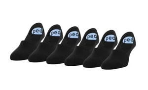 6 Pack Womens Peds Black Mid Cut Lightweight Gel Liner No Show Socks Size 5-10 - Picture 1 of 5