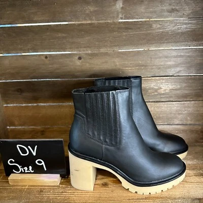 Novas Botas de Tornozelo Femininas Dolce Vita Caster H2O Couro Preto Impermeável Tamanho 9 M - Imagem 1 de 4