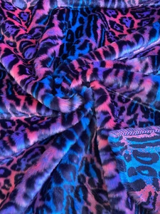 Leopard Faux Fur Fabric By The Yard, Leopard Short Pile Fur Fabric, Multi-Color - Picture 1 of 2