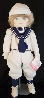 Raro Vintage 1985 MUÑECAS POR PAULINE Bjonness Jacobsen 20" Tela Marinero Niño Chris Foto 1 de 4
