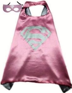 Supergirl Cosplay Halloween Cape & Mask Costume Set USA Seller