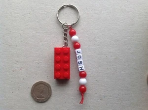 Handmade Personalised Any Name Bag Tag charm keyring made with Lego Brick. - Picture 1 of 12