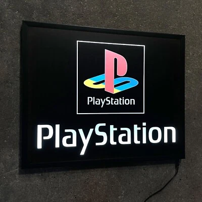 PLAYSTATION LED ILLUMINATED LIGHT UP GARAGE SIGN GAMES ROOM COMPUTER XBOX 360 - Image 1 of 4