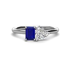 Lab Created Blue Sapphire & Lab Created Diamond Duo Ring 14K Gold JP:286129