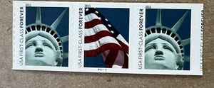 US Scott 4486-87 2010 Forever Plate Block Of 3 Coil 2010 Flag & Liberty VF MNH - Picture 1 of 3