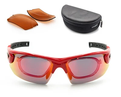 Daisan Fahrradbrille mit Clip für die Sehstärke / Sonnenbrille rot verspiegelt - Bild 1 von 4