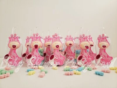 Giraffe Bottles Baby Shower It's a Girl Game Favors Prizes Safari Jungle Animals - Image 1 of 4