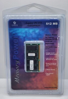 Brand New Centon512MB PC133 133MHz SDRAM SODIMM Memory Card Model 512MBLT133 - Image 1 of 4
