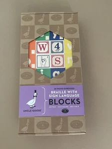 UNCLE GOOSE 28 WOOD EMBOSSED BRAILLE WITH SIGN LANGUAGE BLOCKS,open Box New - Picture 1 of 5