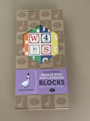 UNCLE GOOSE 28 WOOD EMBOSSED BRAILLE WITH SIGN LANGUAGE BLOCKS,open Box New - Image 1 of 4