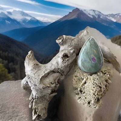 Size 7 Ruby Fuchsite Gemstone Ring  -925 Sterling Silver plated - New — 第 1/4 张图片