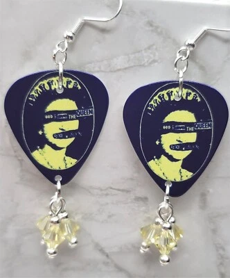 Pendientes de guitarra Sex Pistols God Save the Queen con cristales de Swarovski Foto 1 de 4