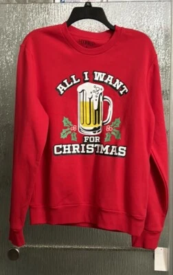 All I Want For Christmas Beer Sweatshirt 20” P2P Men’s Small Orig $40 - Image 1 of 4