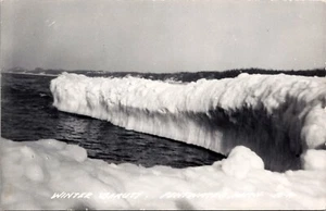 Postcard RPPC Pentwater Michigan Winter Beauty Lake Michigan Icebergs Not Posted - Picture 1 of 2