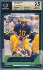 TOM BRADY 2000 PRESS PASS TORQUERS BLUE BGS 9.5 GEM MINT ROOKIE CARD #37!