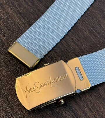 Cinturón ajustable de nailon azul claro Yves Saint Laurent vintage de los años 80 usado en excelente estado Foto 1 de 4