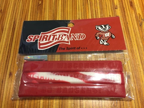 RARE Wisconsin Badgers 3 Rubber Wristbands Bracelets New Spirit Bands Cover