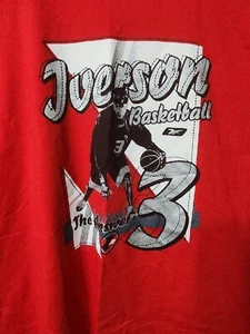 T-Shirt Allen Iverson #3 Philly 76ers Reebok rot 2XL Vintage Baumwolle Neu aus altem Lagerbestand mACC-07 - Bild 1 von 5
