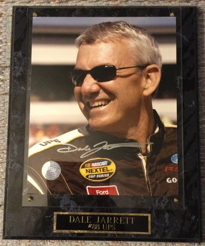 Authentic Dale Jarrett Autograph Picture on Wood Plaque Cover