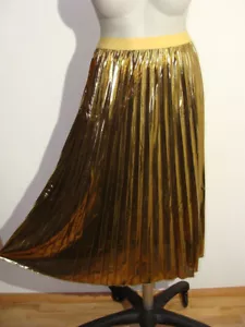Glanz Plissee Rock in Metallisch Gold Größe 52 / 4XL Party Outfit Gummizugbund - Bild 1 von 4