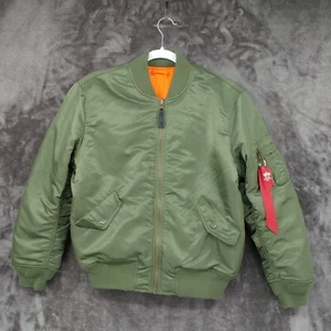 Alpha Flyers Jacket Intermediate MA-1 Youth Medium Green Reversible - Picture 1 of 16