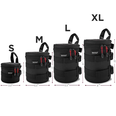 Waterproof Well Padded Zippered DSLR Camera Lens Case Protector Bag Case Set - Image 1 of 4