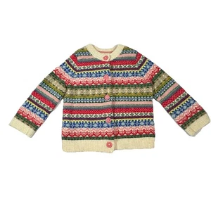 Baby Boden Fair Isle Cardigan Sweater 9-12M Multi Color Knit Wool Blend Button - Picture 1 of 9