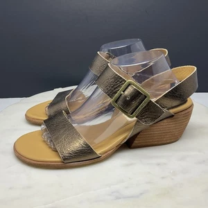 Kork-Ease Shoes Womens 11M Bronze Metallic Leather Sandals Heel Buckle Comfort - Picture 1 of 12