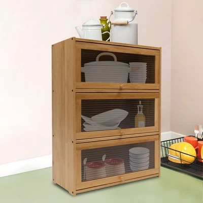 Armario de almacenamiento, gabinete de encimera, organizador de bambú para cocina salón Foto 1 de 4