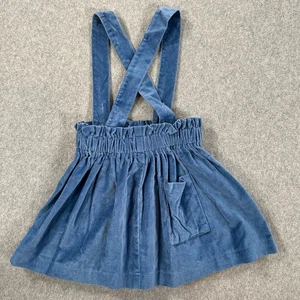 Hannah Kate Velvet Overall Dress Girls Size 4 Blue Pocket Button - Picture 1 of 5
