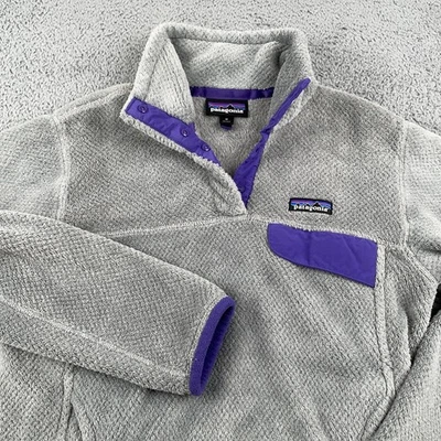Patagonia Pullover Mujer Mediano Gris Púrpura Re Tool Snap T Polar Sudadera Foto 1 de 4