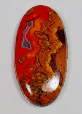 Piedra preciosa cabujón ovalado de ágata costura roja natural Marruecos 15 quilates 4x15X30 mm HX-189 Foto 1 de 4