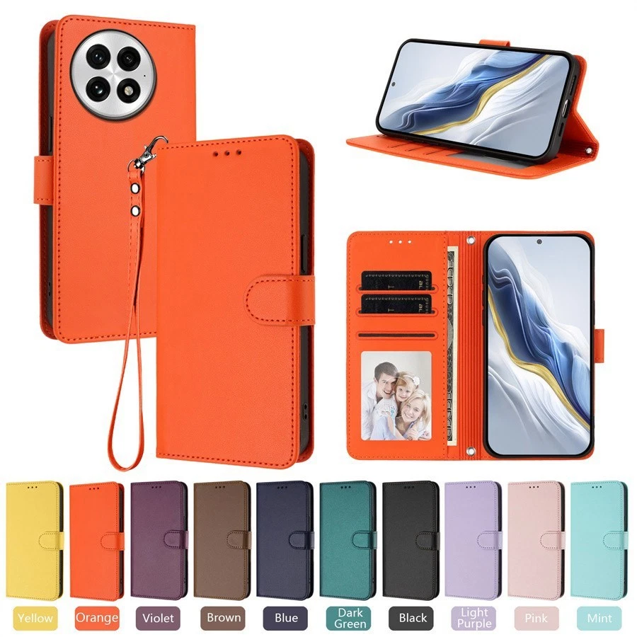 Color Leather Wallet Phone Case for OnePlus 13T 12 11 9 Nord CE5 N300 N200 Ace 5 - Image 1 of 4