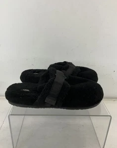 UGG Black Wool Blend Hook and Loop Closure Fluff It Slippers 13 - Picture 1 of 7