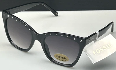 Gafas de sol de diseñador FOSSIL FW171 para mujer 53 mm marco negro lentes grises NUEVAS Foto 1 de 3