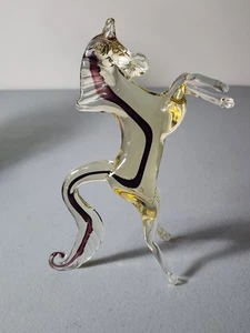 Murano mundgeblasenes Glas Pferd Aufzucht Figur Handarbeit Bernstein 6,5" groß - Bild 1 von 15