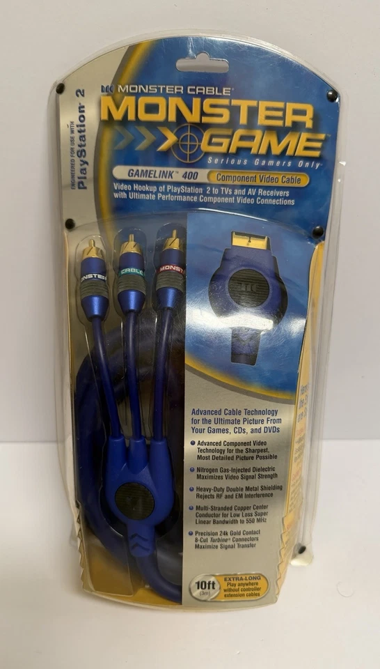 NOS Monster Gamelink 400 10ft AV Component Cable For PlayStation 2 PS1 PS2 PS3 - Image 1 of 4