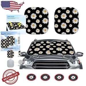 Fashion Daisy Auto Sun Shade 2pcs - Durable & Cool Universal Windshield Cover - Picture 1 of 8