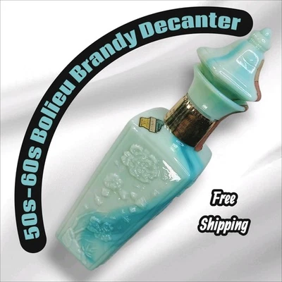 Ph. dos anos 1950-60 Decantador Bolieu Deluxe Brandy aparência asiática vidro jadeíta EUA #VAS - Imagem 1 de 4
