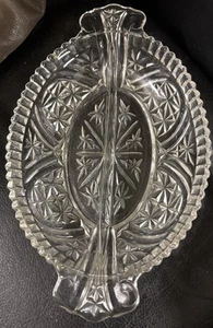 Vintage Anchor Hocking Stars and Bars Pattern Divided Glass Relish Dish See Pics - Picture 1 of 7