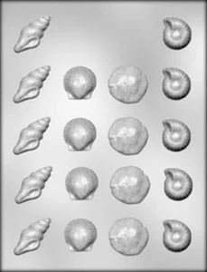 SHELLS BITE SIZE CHOCOLATE CANDY MOLD DIY BEACH PARTY FAVORS CUPCAKE TOPPERS - Picture 1 of 1
