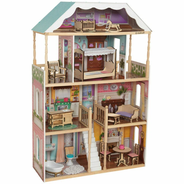Kidkraft 65956 Charlotte Dollhouse With EZ Kraft Assembly Dollhouse - Multicolor