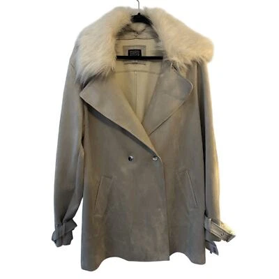 Abrigo de gamuza sintética y cuello de piel (extraíble) para mujer XL NUEVO estilo simple de Sears  Foto 1 de 4