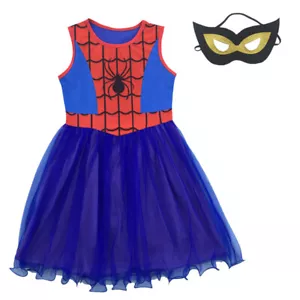 Spider-man Kids Cute Dress Spider-Girl Skirts+Mask Uniform Party Costume Cosplay - Picture 1 of 14